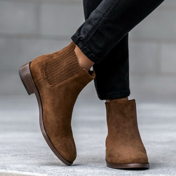 THURSDAY BOOT CO. The Dreamer Cinnamon Brown Suede Chelsea Booties Size 7.5 - Picture 1 of 14
